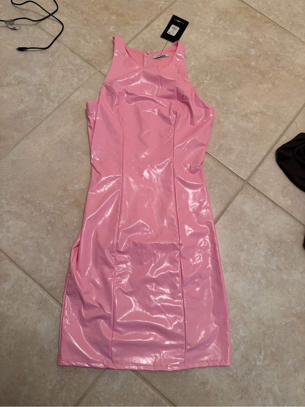 Fashion Nova Pink PVC Vinyl Mini Dress Barbie